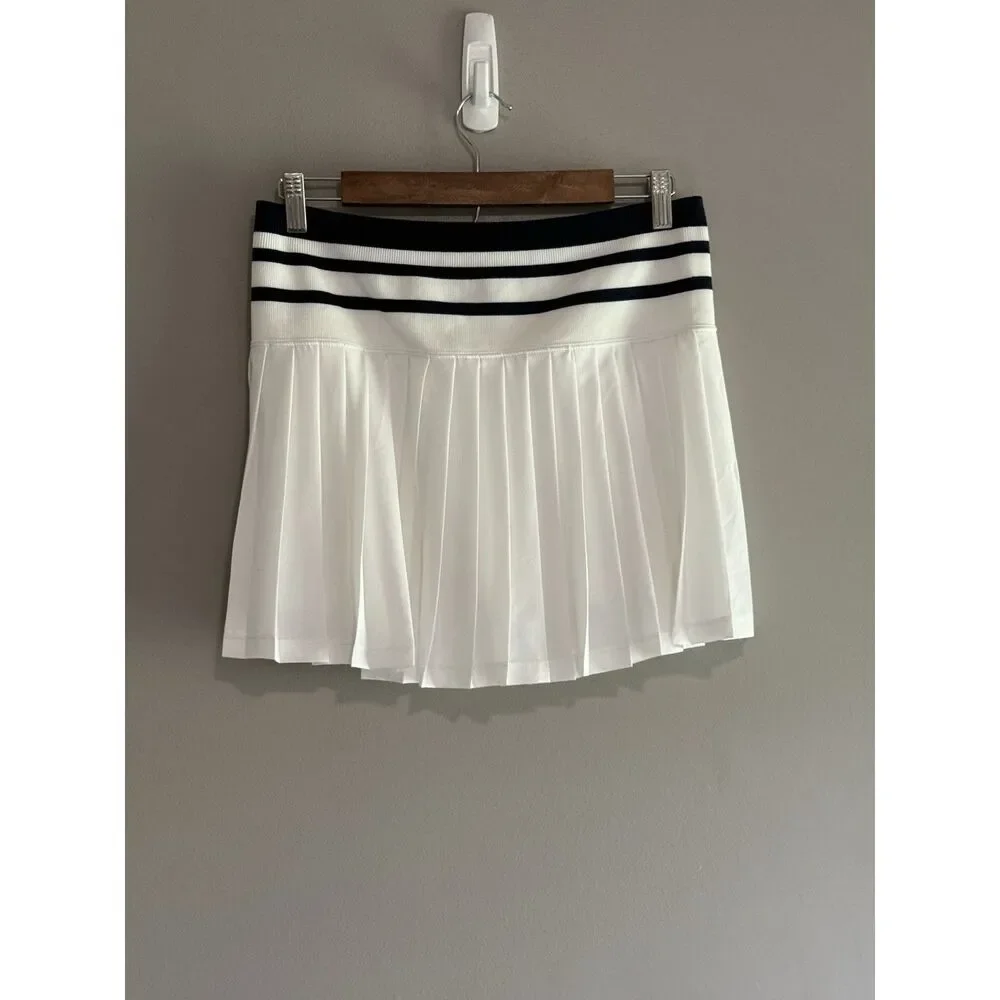 Pleated Skort Tennis Skirt Shorts Pickleball White Navy Nautical Preppy Medium
